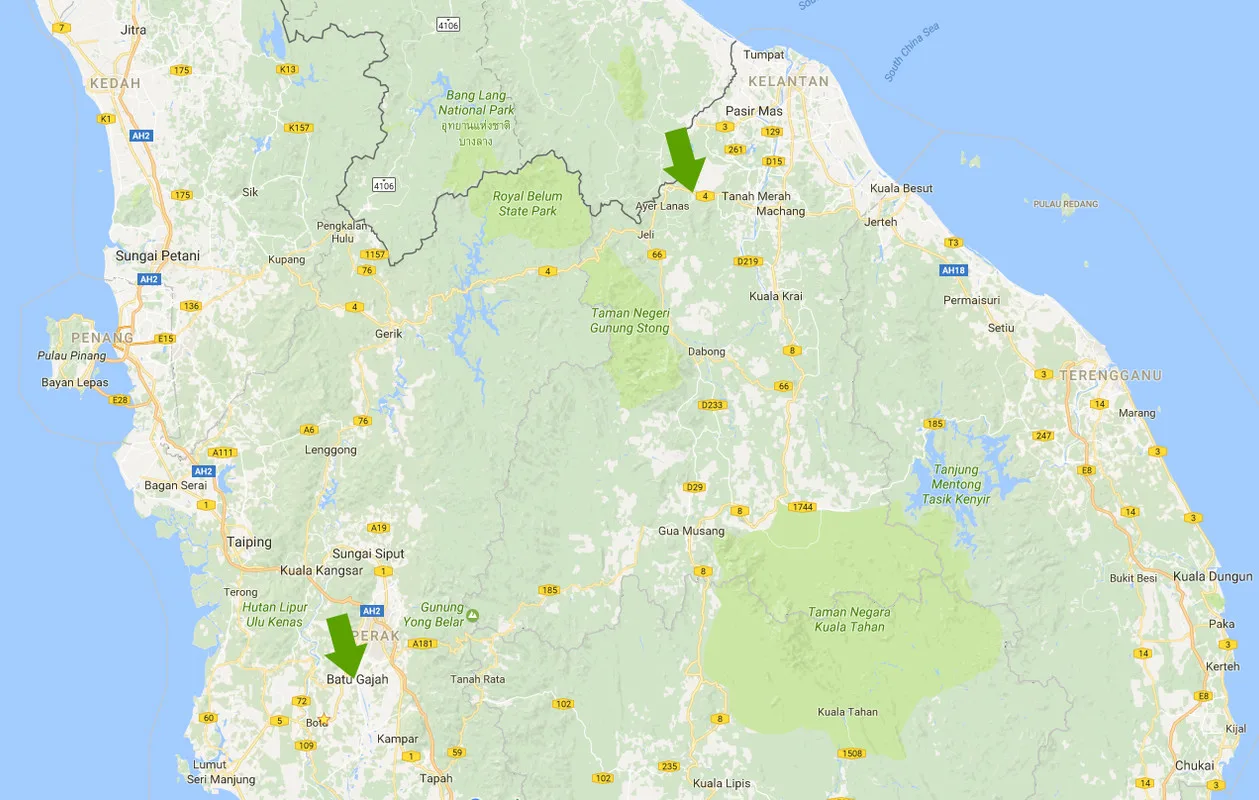 peta batu gajah perak kelantan