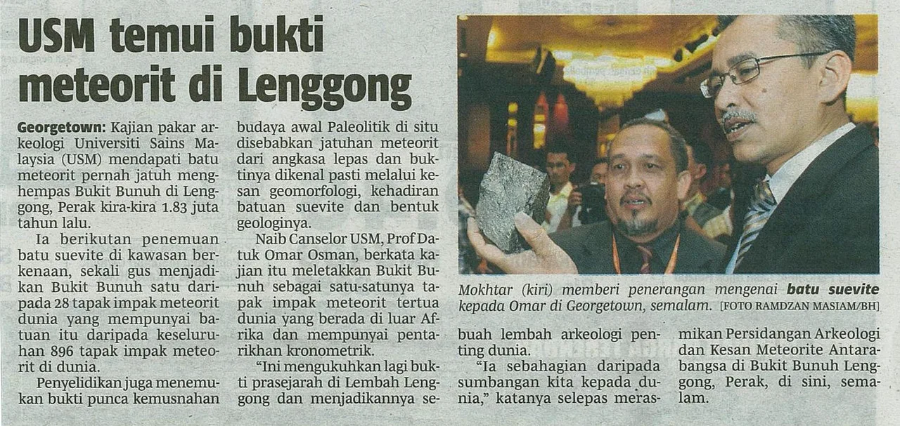 Meteorit Pernah Menghentam Lenggong
