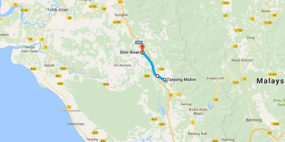 peta lebuhraya slim river Tanjung Malim