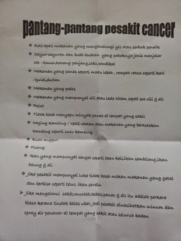 cancer patient dietary restrictions