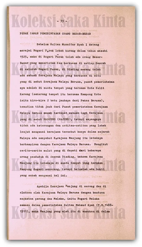 Maharaja Kinta Existed Before the Perak Sultanate