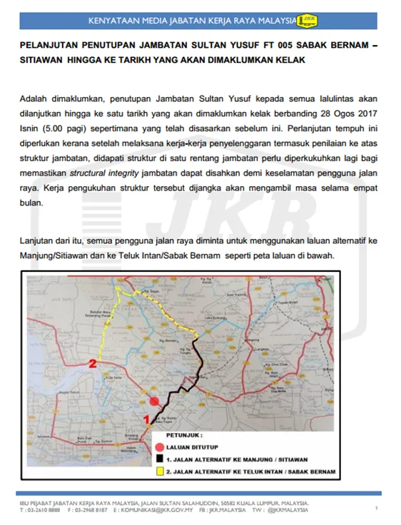 Bridge closure media statement