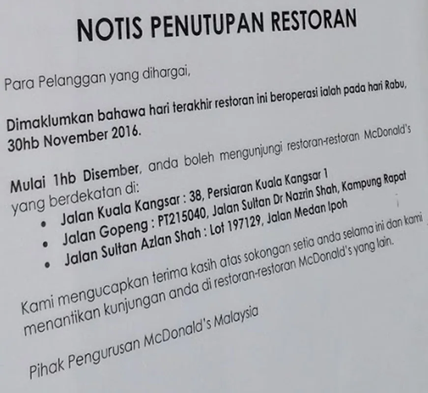 The First McDonald's Restaurant in Perak