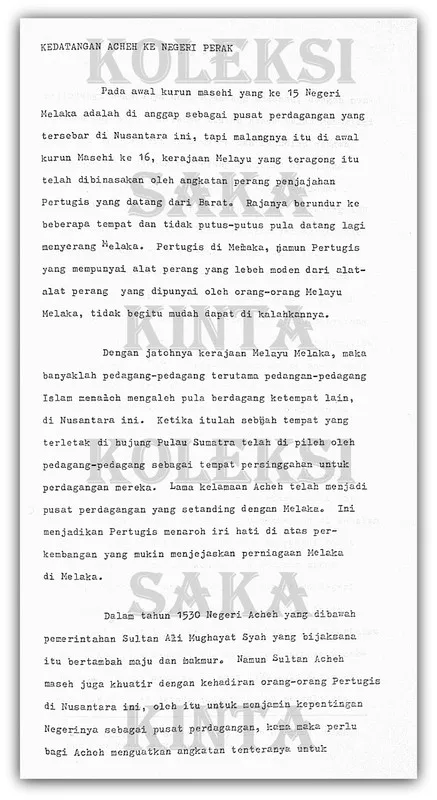 The History of Aceh's Rule in Perak