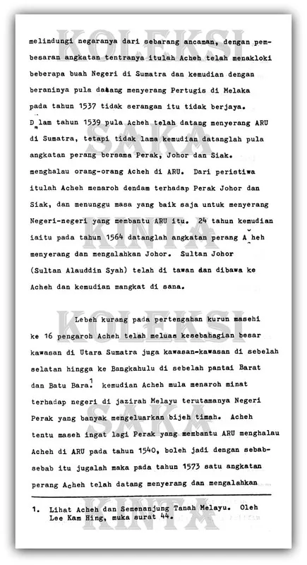 The History of Aceh's Rule in Perak