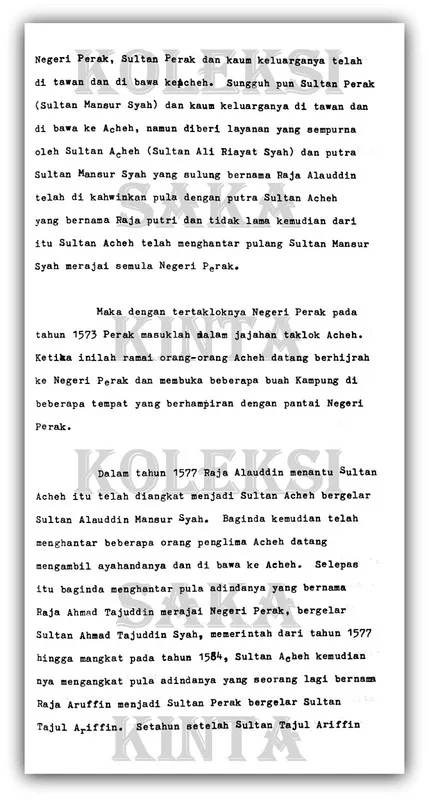 The History of Aceh's Rule in Perak