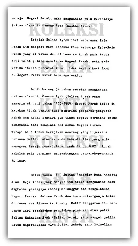 The History of Aceh's Rule in Perak