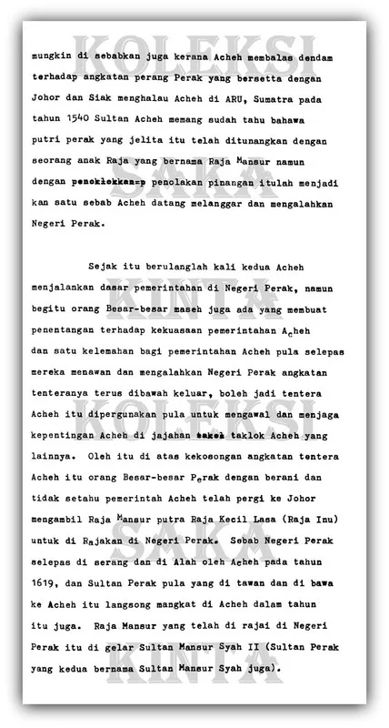 The History of Aceh's Rule in Perak