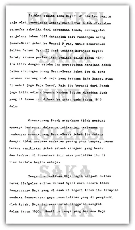 The History of Aceh's Rule in Perak