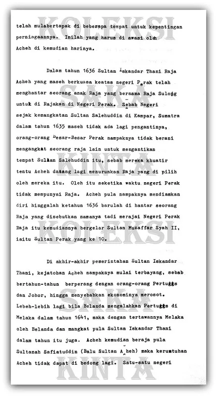 The History of Aceh's Rule in Perak