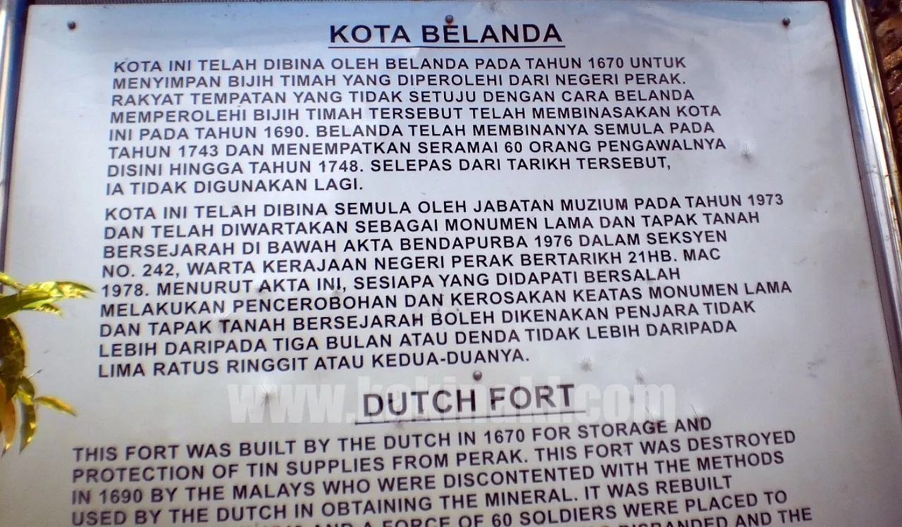 The History of the Dutch Fort on Pulau Pangkor