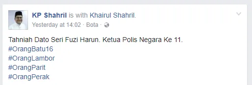 speech by CP Shahril