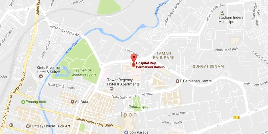 Map of Hospital Raja Permaisuri Bainun