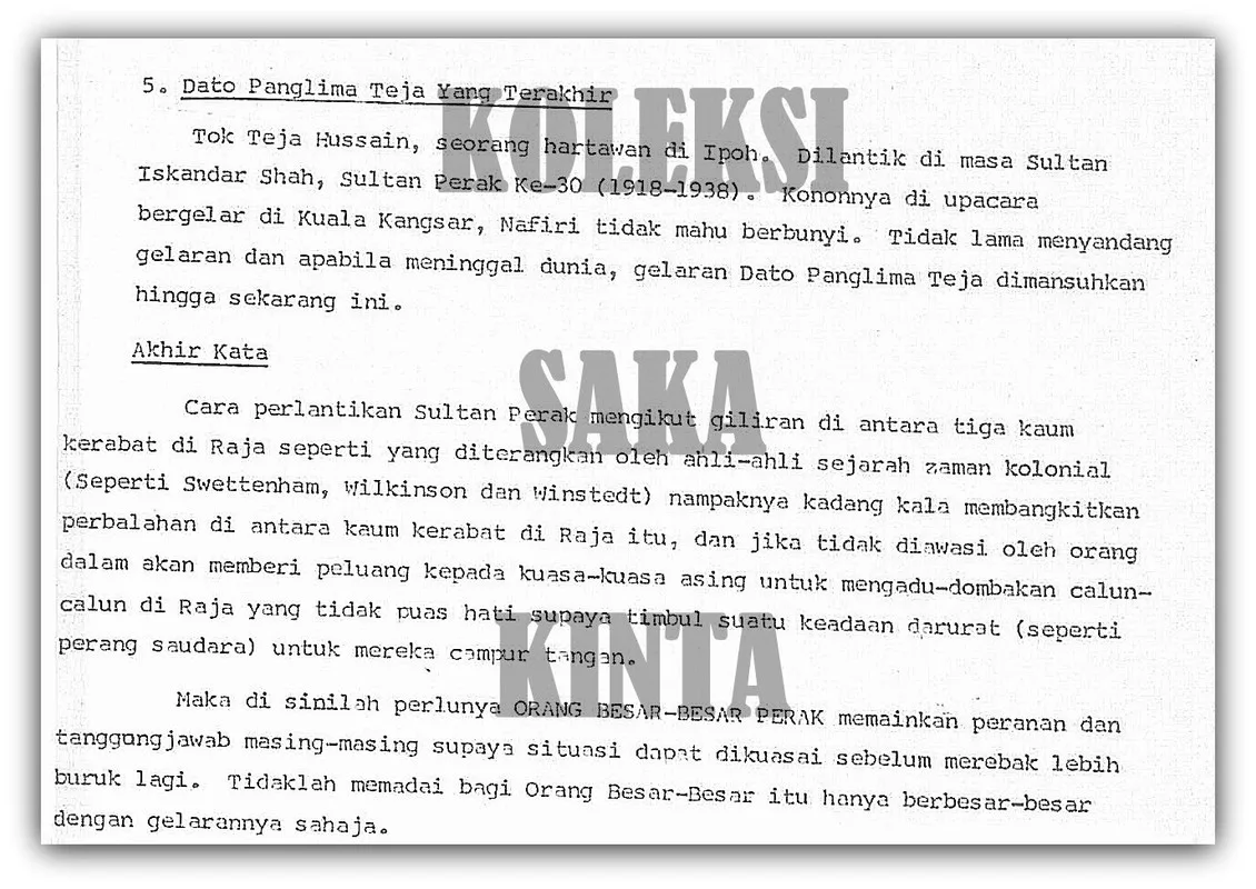 Getting to Know Dato Panglima Teja in Perak History